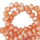 Faceted glass beads 3x2mm disc Vintage amber orange-pearl shine coating